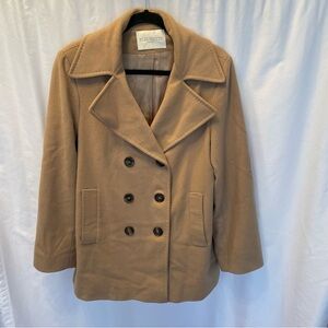 Fleurette Loro Piana 100% Wool 10 Peacoat Camel Jacket Preppy Academia Old Money